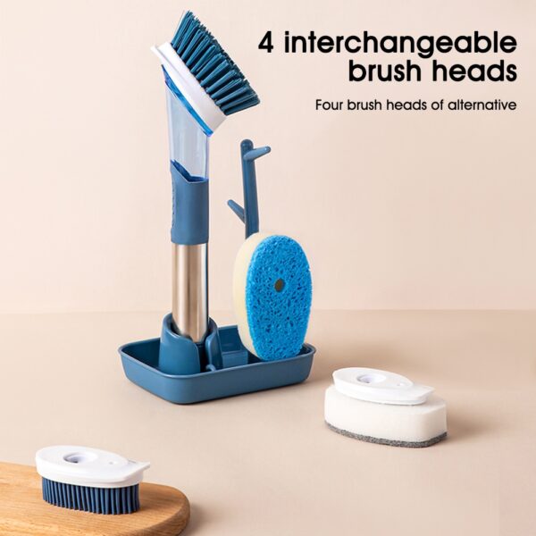 New Multifunctional Dish Brush Household Kitchen Oily Sponge Long Handle Cleaning Brush - Image 4