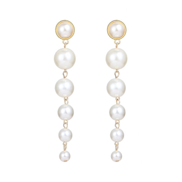 Vintage Pearl Creative Simple Pearl Long Earrings - Image 5