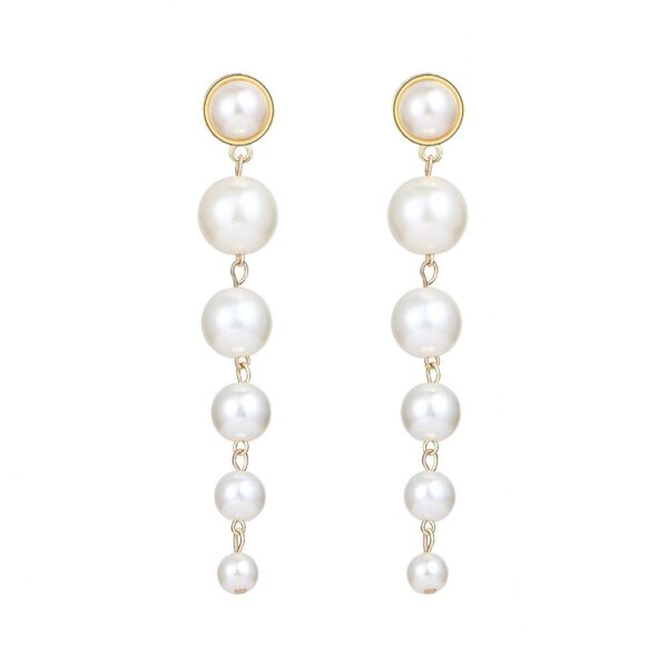 Vintage Pearl Creative Simple Pearl Long Earrings - Image 2